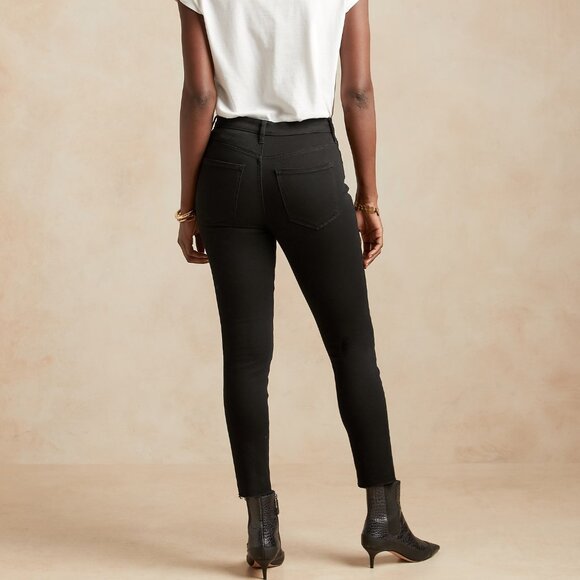 🔥 Banana Republic | Black Raw-Edge High-Rise Skinny Jean 29 - Picture 4 of 8